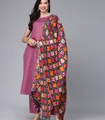 Women's Solid Cotton Blend Straight Kurta Pant Dupatta Set