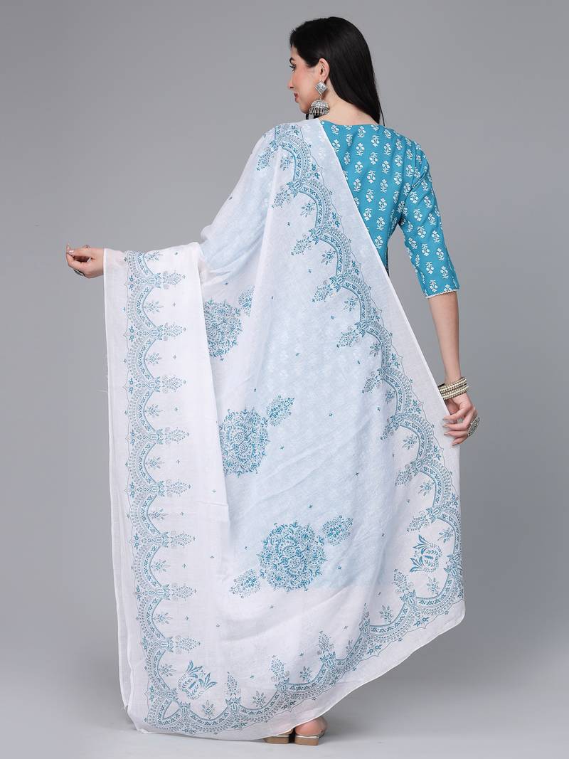 Stylum Women's Printed & Embroiderd Rayon Kurta Pant Dupatta Set