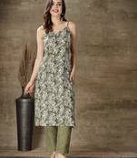 Women's Printed Cotton Blend Straight Kurta Pant Set