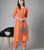 Women's Woven Design Cotton Blend Straight Kurta Pant Set