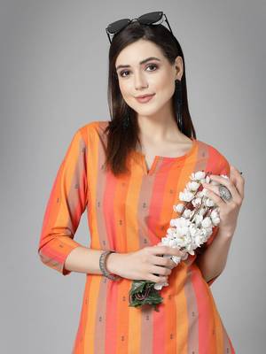 Women's Woven Design Cotton Blend Straight Kurta Pant Set 4