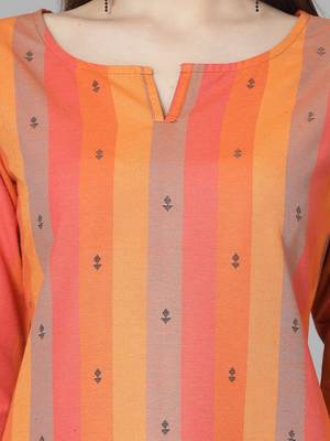 Women's Woven Design Cotton Blend Straight Kurta Pant Set 5