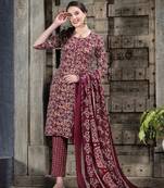 Women's Floral Printed Cotton Blend Straight Kurta Pant Dupatta Set