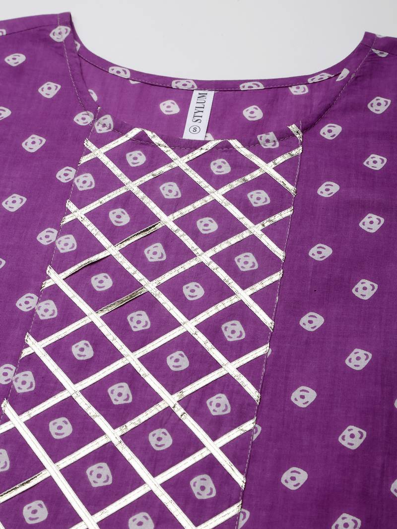 Women's Bandhej Printed A-Line Kurta with Dupatta