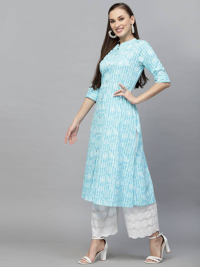 Women's Printed Rayon A-Line Kurta
