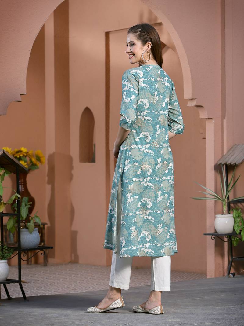 Women's Printed Rayon A-Line Kurta