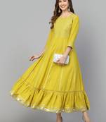 Women's Embroidered & Embellished Rayon Anarkali kurta