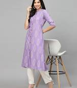 Women's Block Printed Rayon A-Line Kurta