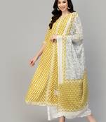 Women's Peinted Rayon Kurta Dupatta Set