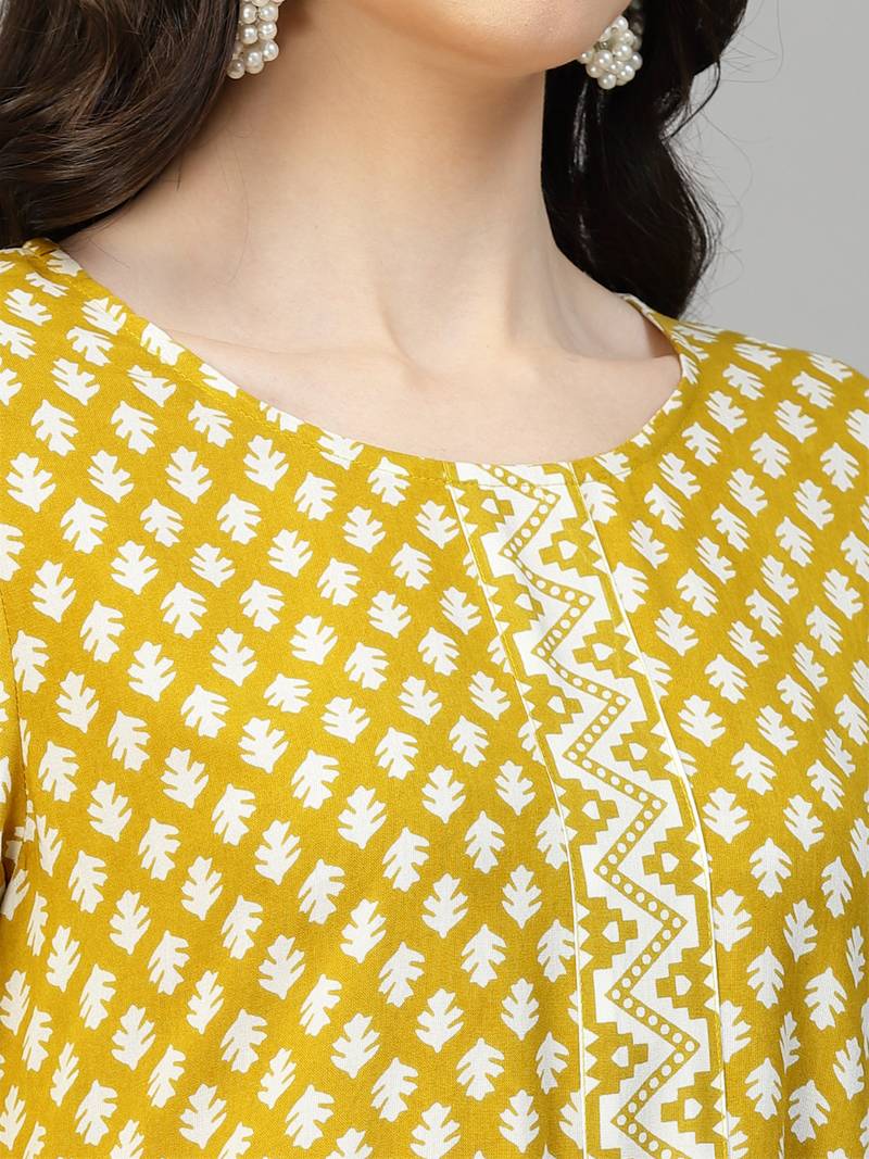 Women's Peinted Rayon Kurta Dupatta Set
