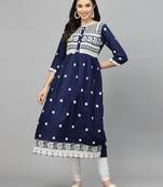 Stylum Women's Embroidered Rayon Flared kurta
