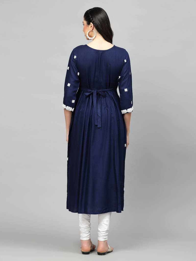 Stylum Women's Embroidered Rayon Flared kurta