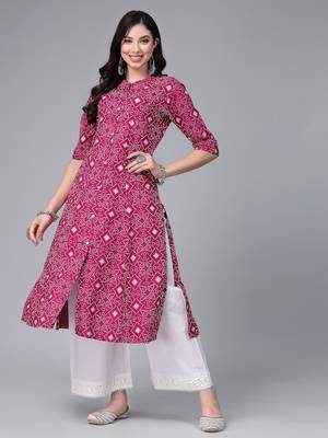 Women's Printed Rayon A-Line Kurta 1