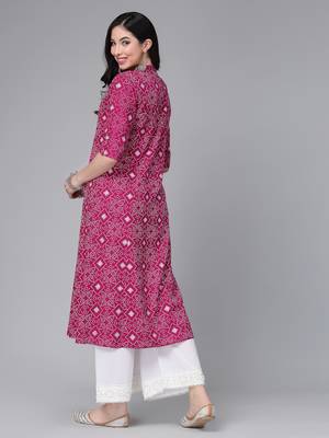 Women's Printed Rayon A-Line Kurta 2