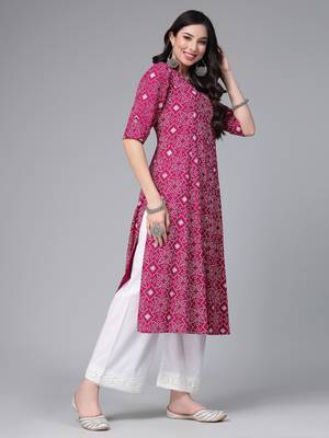 Women's Printed Rayon A-Line Kurta 3