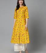 Women's Floral Printed Rayon A-Line Kurta