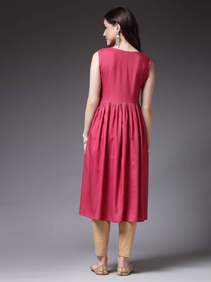 Women's Solid Rayon Naira Cut Kurta