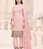 Peach georgette salwar suit with dupatta