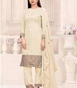 Cream georgette salwar suit with dupatta