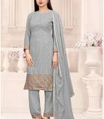 Grey georgette salwar suit with dupatta