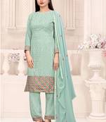 Lime green georgette salwar suit with dupatta