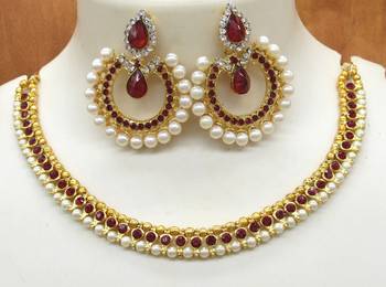 Pearl Golden Plated Necklace set 1