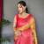 Psvan Yellow Kanchipuram Digital Print Saree  Contrast Border And Pallu Saree  And Blouse For Women 