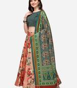 Peach Satin Silk Lehenga Choli Set With Dupatta