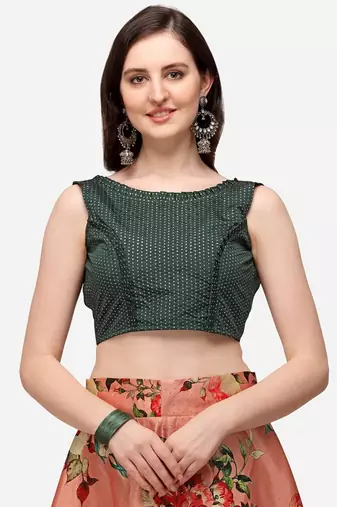 Peach Satin Silk Lehenga Choli Set With Dupatta