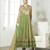 Blissful Soft Net With Golden Peti Work Green & Beige Coloured Designer Semi-stitched Anarkali Suit