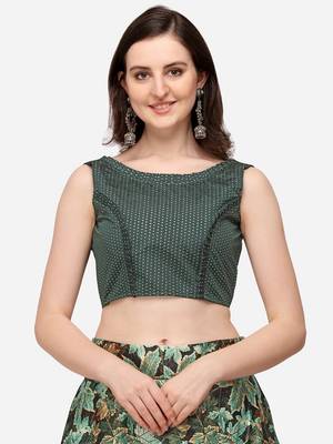 Green Satin Silk Lehenga Choli Set With Dupatta 4