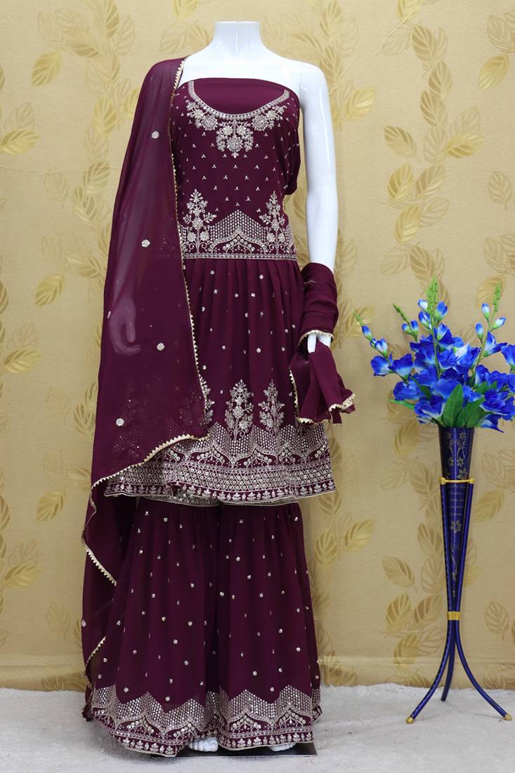 Women Designer Semi-Stitched Sharara Suit