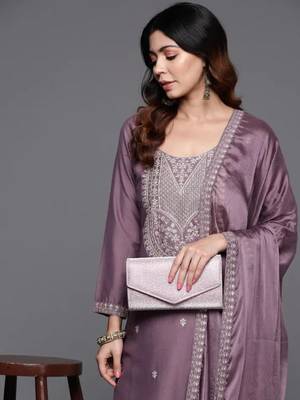 Women's Chanderi Viscose Zari Work Top With Full Stitched Multi Sizes Straight Kurta  3