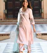  Women's Chanderi Viscose Top With Full Stitched Multi Sizes Straight Kurta