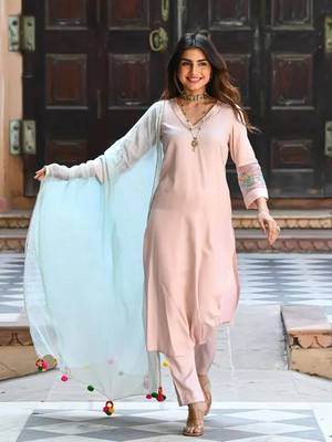  Women's Chanderi Viscose Top With Full Stitched Multi Sizes Straight Kurta 2