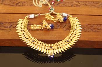 Designer gold plated kempu mango necklace set 1