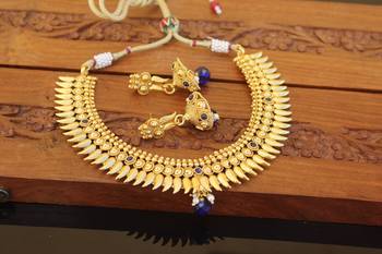 Designer gold plated kempu mango necklace set 2