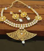 Designer gold plated pearl necklace set