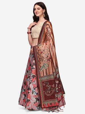 Pink Satin Silk Lehenga Choli Set With Dupatta 2