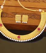 Designer gold plated pearl necklace set