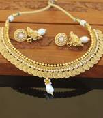 Designer gold plated pearl necklace set