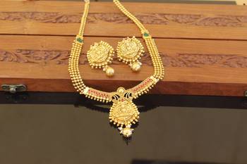 Designer gold plated temple necklace ser 1