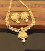 Designer gold plated temple necklace ser