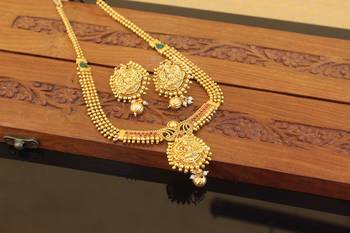 Designer gold plated temple necklace ser 2