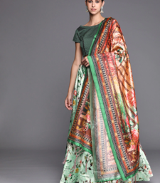Light-Green Satin Silk Lehenga Choli Set With Dupatta
