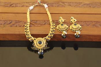 Designer gold plated kempu necklace set 1