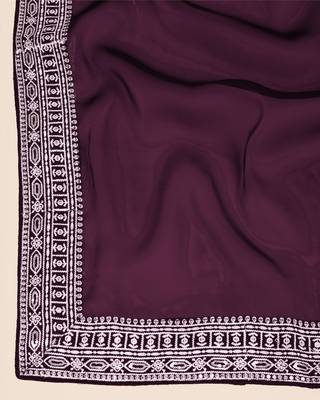 Soft Jimmy Chau Silk Embroidery Saree & Blouse Mono Banglory 5