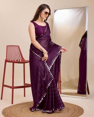 Soft Linning Silk Blend Saree With Mono Banglory Blouse 3