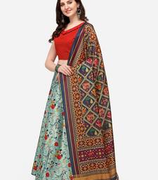 Sky Blue Satin Silk Lehenga Choli Set With Dupatta