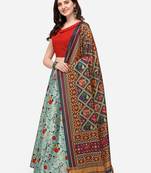 Sky Blue Satin Silk Lehenga Choli Set With Dupatta